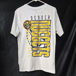 NBA Denver Nuggets White and Yellow Short Sleeve Tee